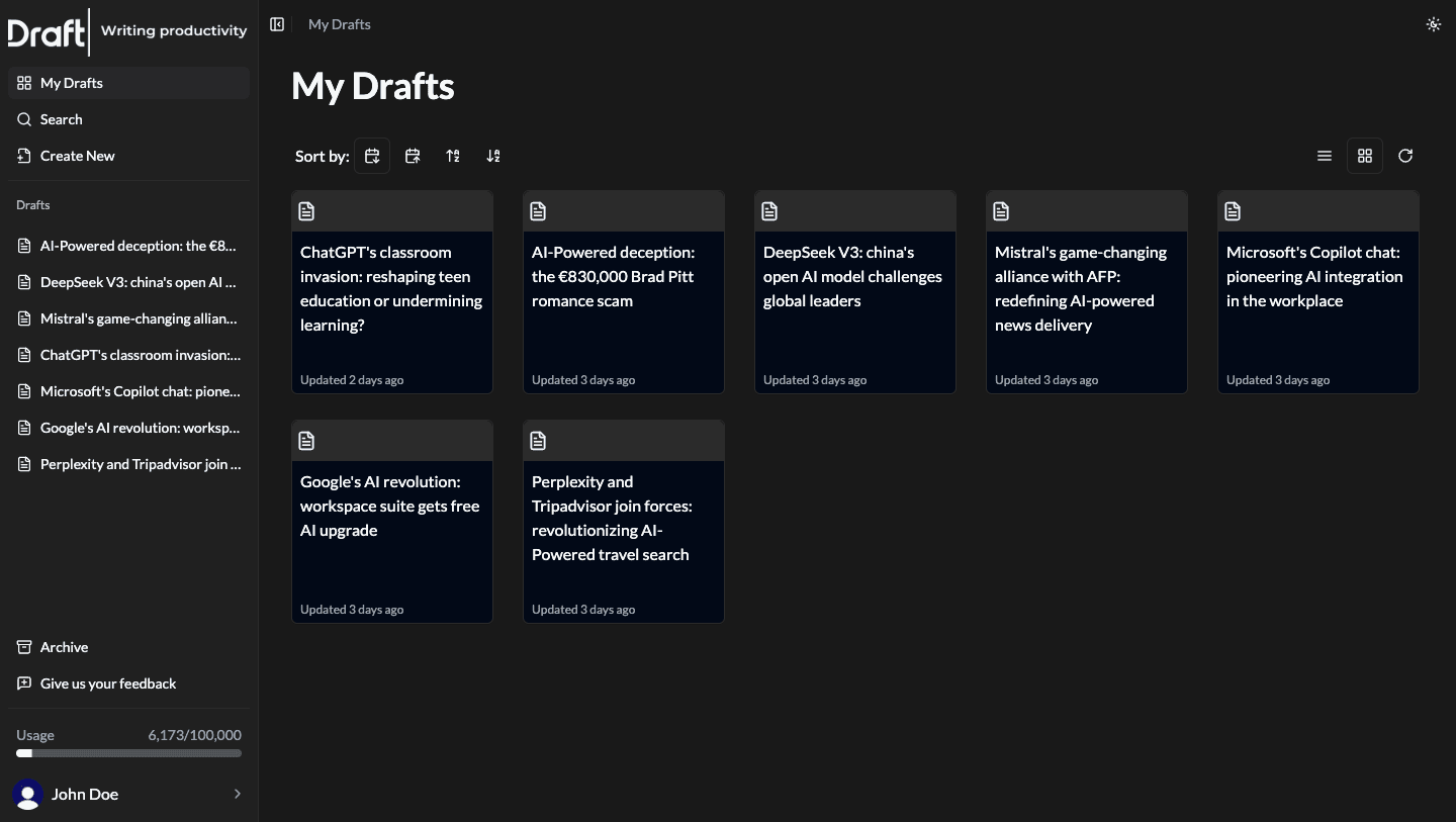 Draft screenshot