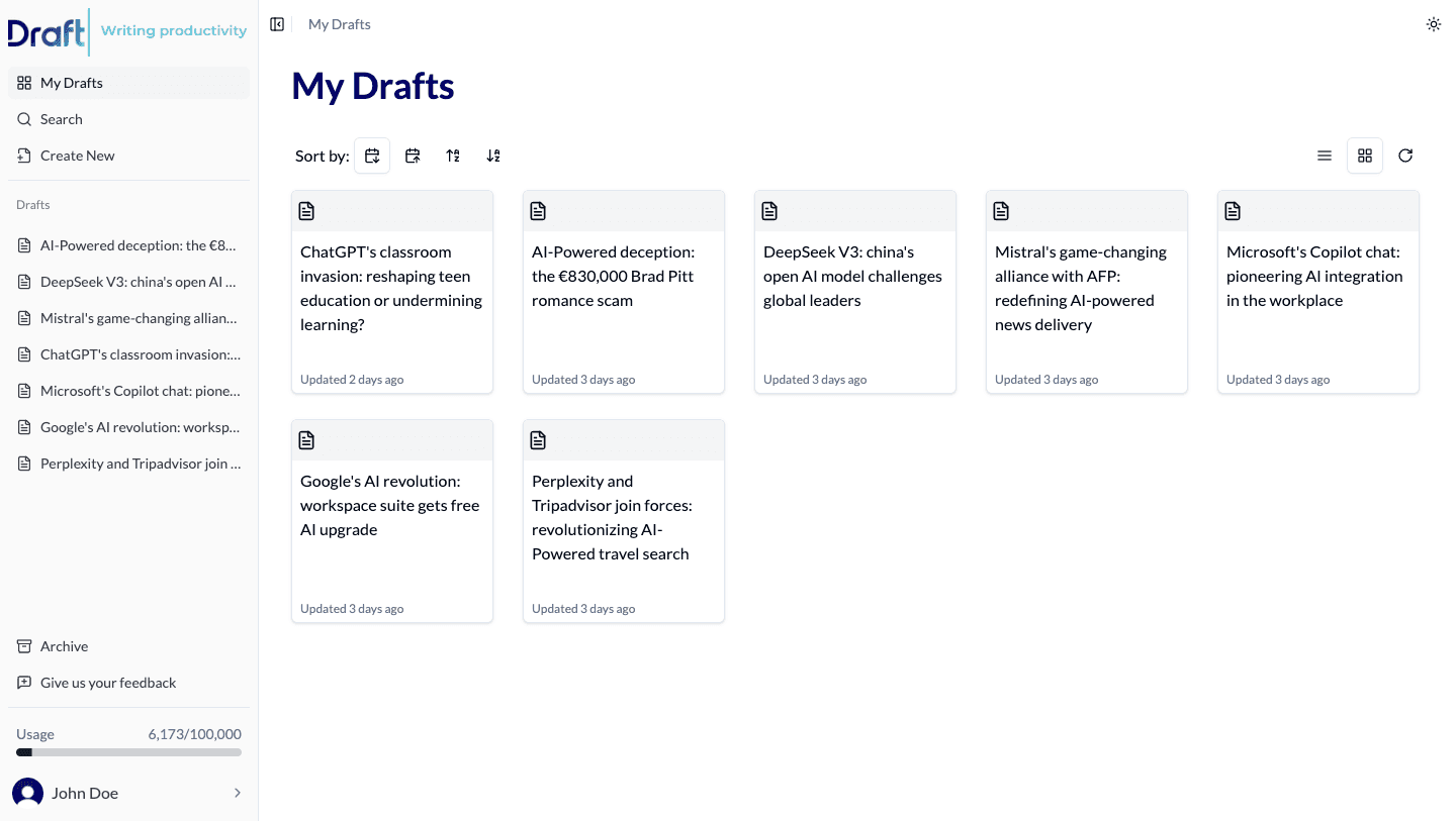 Draft screenshot